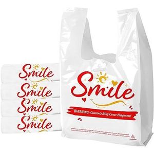 Confezione da 100 Sacchetti di Plastica Bianchi con Manici per T-shirt e Spesa, 11.5"x6.5"x21" – Alternativa Alleggerita per Sacchetti Regalo/Biglietti di Ringraziamento - Product Image 3