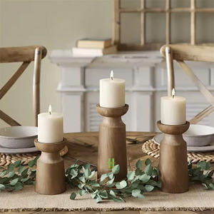 Support à bougies classique tendance pour centres de table de mariage, décorations de table, porte-bougie en bois, design personnalisé du Vietnam - Product Image 1