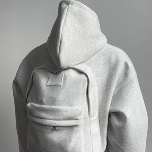 Sudadera con Capucha y Bolsillo Trasero para Hombre, Estilo Moderno, Corte Regular, Felpa de Algodón, Cierre de Cremallera, Diseño Minimalista en Color Sólido - Product Image 2