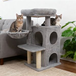 Albero per Gatti Grigio Chiaro da 85 cm con 2 Livelli, Tiragraffi in Sisal e Dispositivo Anti-Ribaltamento per l'Arrampicata dei Gatti - Product Image 5