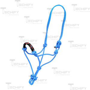 Adjustable Blue Nylon Rope Horse Halter with Beaded Noseband Durable <b>Training</b> <b>Lead</b> Halter Equestrian Tack - Product Image 1