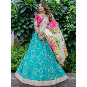 Bridesmaid Lehenga Choli in Blue <b>Sequins</b> Art Silk for Sangeet - Product Image 5