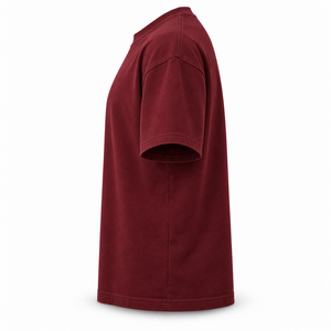 Camiseta de corte holgado color borgoña intenso, 280 g/m², algodón hilado en anillo de alto gramaje, lisa, estilo streetwear, para hombre, venta al por mayor, suministro a granel - Product Image 6