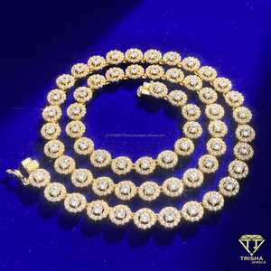 Collar de Plata de Ley 925 con Doble Cadena de Eslabones Redondos y Diamantes de Moissanita, Eslabones Circulares de Primera Calidad para Compradores de Joyería al por Mayor - Product Image 6