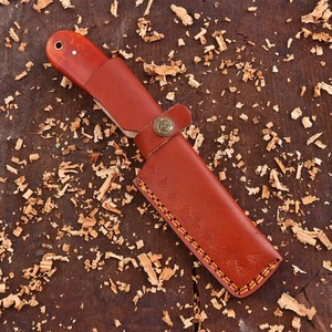 Couteau de boucher de cowboy en acier Damas forgé à la main, personnalisé OEM, lame pleine longueur EDC, manche en résine avec étui en cuir - Product Image 6