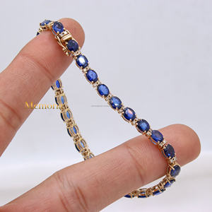 อัญมณีไพลินและเพชรธรรมชาติคุณภาพสูง18K สร้อยข้อมือทองทำด้วยมือ - Product Image 3