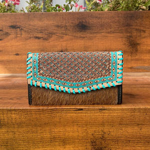 Nouvelle arrivée usiné à la main sculpture portefeuille pochette coque de téléphone élégant portefeuille pour femmes multi-usages Western léopard fourrure cuir portefeuilles - Product Image 2