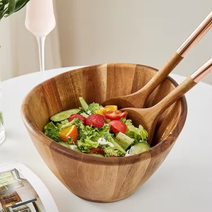 Round Wooden Salad & Dinner Serving Bowl Handmade Modern Eco-Friendly Wedding Reusable for Party Kitchen - Product Image 5