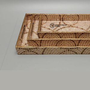 Suministro al por mayor: Bandejas de MDF esmaltado con elegante diseño de mosaico festoneado, juego de 3 piezas encajables de lujo para servicio a la habitación y amenidades de hostelería - Product Image 5