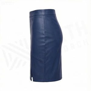 Jupe crayon mini en similicuir taille haute pour femme avec fente, couleur unie, style club sexy, toutes saisons - Product Image 3