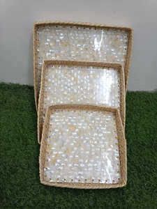 Juego de bandejas de ratán natural asequible con forma redonda de Incrustaciones de nácar hechas a mano, perfectas para el hogar, el hotel y el uso de regalos - Product Image 6