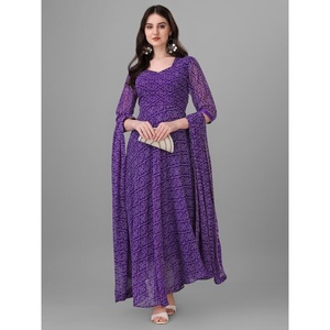 FANCY GEORGETTE BANDHANI PRINTED GOWN with DUPATTA LAVENDER - Product Image 1