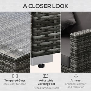 6 pezzi esterni vimini sezionali da giardino Set da giardino con cuscini a carboncino pouf tavolino da caffè 6PC da esterno Rattan divano Set - Product Image 6