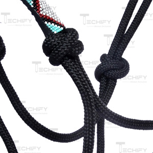 Cabestro de cuerda negro duradero para caballo, ajustable, con nudos, para entrenamiento, ligero, equipo ecuestre - Product Image 3