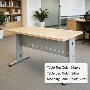 Modern Durable Rectangular Conference <b>Table</b> Melamine Top Silver Legs Metal Frame Minimalist <b>Office</b> Furniture Commercial Use AY - Product Image 1