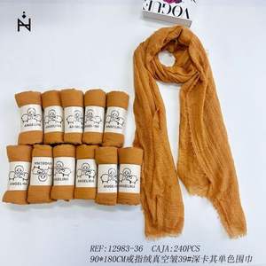 Angelina <b>Silk</b> <b>Scarf</b> 90x180Cm Deep Khaki Monochrome Vacuum Wrinkle Ring Velvet Fular - Product Image 3