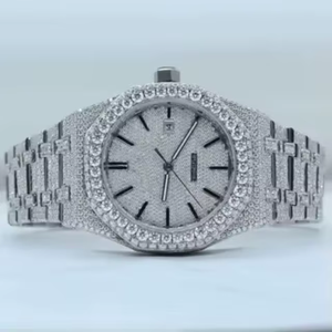 Elegante Reloj de Diamantes Moissanite de Alta Calidad, Estilo Hip Hop Urbano, Disponible en Grandes Cantidades desde India - Product Image 1