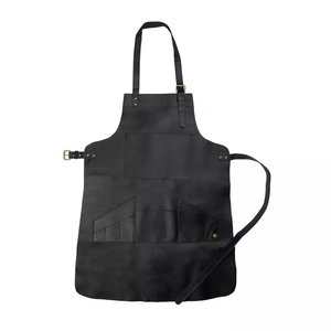 Cotton Chefs Uniform Bib Apron with Pockets <b>Adjustable</b> <b>Straps</b> Snap Closure for Restaurant & Bar Use Unisex - Product Image 1