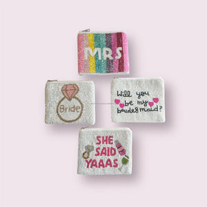 Porte-monnaie perlé mariée en gros avec fermeture à glissière fête de mariage pochette cadeau de demoiselle d'honneur sac de proposition Mme - Product Image 1