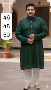 Festival wear 18Kg Rayon with Viscose Thread Lucknowi & Box Sequence work Readymade Plus-Size Kurta-Payjama Supplier from Surat - Product Image 2