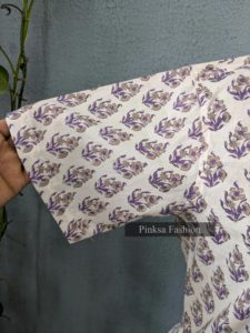 Chemise à manches courtes pour homme en coton 100% Sanganeri, imprimé à la main, motif floral violet, vêtements décontractés, vente en gros - Product Image 6