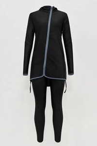 Conjunto Deportivo Modesto Personalizado de 2 Piezas con Cierre para Mujer, con Diseño de Bolsillo, Conjunto de Gimnasio Musulmán de Secado Rápido UPF50+ Ropa Deportiva Ecológica - Product Image 6