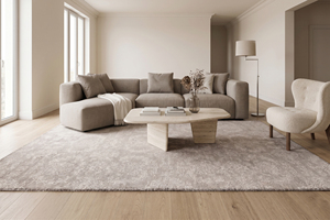 Tapis d'intérieur personnalisé en laine écologique, antidérapant, tufté à la main, ton sur ton taupe ivoire, motif floral, pour hôtel, villa, salon - Product Image 4