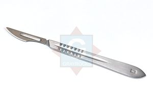 Cuchilla Quirúrgica Manual de Acero Inoxidable de Alta Calidad con Mango Gris y Hojas Reutilizables, Herramienta Quirúrgica - Product Image 3