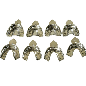 Juego Profesional de 8 Bandejas Dentales Metálicas Perforadas de Acero Inoxidable para Impresiones Dentales (XS, S, M, L Superior e Inferior) - Product Image 1