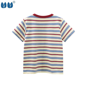 T-shirt en jersey rayé en coton biologique respectueux de l'environnement, qualité supérieure, respirant, unisexe, chemise d'été, export en vrac aux États-Unis - Product Image 2