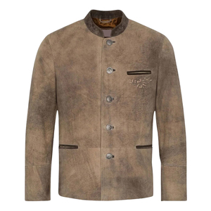 Veste bavaroise classique sur mesure pour homme, col montant, logo sur le devant, respirante, pour usage extérieur en hiver, laine Loden de haute qualité - Product Image 4