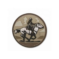 Patch en caoutchouc rond, motif cowboy à cheval, en relief 3D, à coudre, en PVC, pour vêtements, en vente