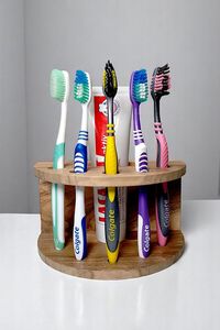 Compact Wooden Toothbrush Holder For <b>Small</b> Bathroom Countertop Spaces With Functional Multi Slot <b>Storage</b> - Product Image 3
