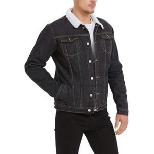Autumn Winter Men's <b>Cropped</b> <b>Denim</b> <b>Jacket</b> with Zipper Stand Collar Customized Logo-Solid Outerwear with OEM Service and Pockets - Product Image 1
