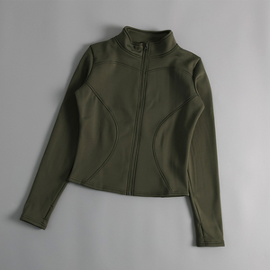 Chaqueta Deportiva de Yoga para Mujer, Otoño Invierno, Corte Ajustado, Manga Larga, Cuello Alto con Cierre, Estampado, Ropa Deportiva para Correr - Product Image 4