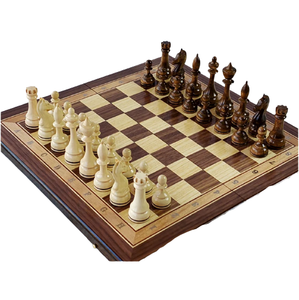 Jeu d'échecs de luxe antique en bois sculpté à la main, jeu de société standard pour tournoi, pièces lestées, échiquier en bois sculpté de qualité supérieure, cadeau - Product Image 1