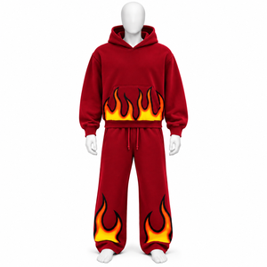 Oversized Regular Fit Acid Wash Winter 100% Cotton <b>Zip</b> <b>Hooded</b> & Jogger 2-Piece Tracksuit Set for Men - Product Image 3