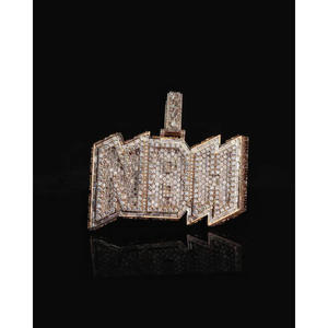 Pendentif personnalisé « NBN » en moissanite et diamant taille baguette, collier hip-hop, bijou de luxe, cadeau - Product Image 1