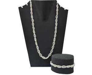 Collier et bracelet à double rangs en perles naturelles nouées de 3 mm, pierres précieuses - Product Image 1