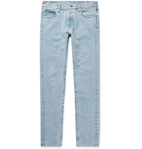 Jean droit pour homme, délavage moyen, taille mi-haute, coupe classique, en denim de coton, style vintage, respirant, poids moyen, couleur unie, printemps été automne - Product Image 4