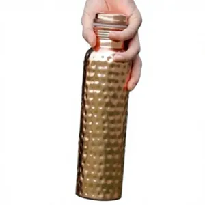 Handcrafted Camouflage Pattern Pure Copper Water <b>Bottle</b> Sleek Polished Finish Abstract Textured Copper <b>Flask</b> For Wellness - Product Image 2