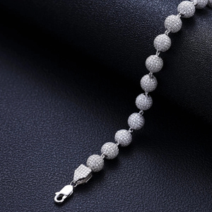 Large 925 Silver Moissanite Iced Out Ball <b>Bracelet</b> Heavy Round <b>Bead</b> Link Bangle Hip Hop Jewelry Passes Diamond Tester <b>Men</b> - Product Image 6