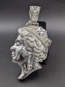 Moissanite Men's <b>Queen</b> Elizabeth Ice Pendant Hip Hop Charm Pendant Rhodium Plated Sterling Silver Jewelry <b>Gift</b> - Product Image 5