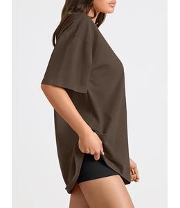 Nueva Llegada: Camiseta de Mujer 100% Algodón Sólido, Manga Media, Hombro Caído, Oversize, Casual, Holgada y Transpirable - Bangladesh - Product Image 3