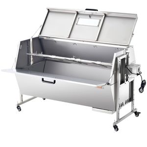 Griglia per girarrosto da 60W Copertura con cappuccio da 56 pollici in acciaio inossidabile Capacità 286 libbre per ruote chiudibili a chiave per maiale campeggio Barbecue all'aperto - Product Image 1