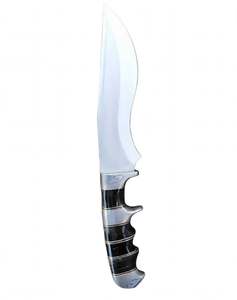 Cuchillo utilitario recurvo personalizado de acero inoxidable con mango de cuerno negro y damasco, herramienta de campo - Product Image 2