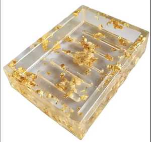 Porte-savon rectangulaire en résine rose et orange à confettis, sur pied, pour salle de bain, lavabo, douche, accessoire de toilette - Product Image 5