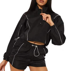 2026 Women's Custom Solid Lightweight Breathable Winter Streetwear Windbreaker Shorts 2 in 1 Piece Set <b>Tracksuits</b> - Product Image 2