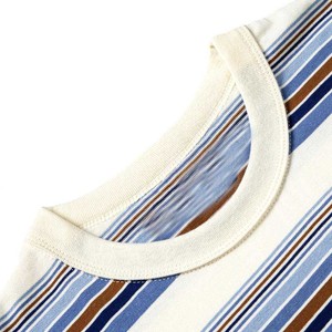 Camiseta a Rayas de Algodón Grueso Personalizada para Hombre, Camiseta a Rayas de Color Contrastante, Ropa Urbana de Talla Grande - Product Image 5