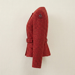Blazer de Lana Tweed Rojo para Hermandades y Fraternidades Masónicas, Cuello Redondo, Manga Larga, Cierre de Botones, Blazer de Invierno - Product Image 2